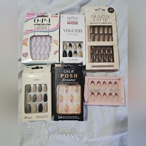 Assorted Glue On Nails - Glamnetic, OPI, Cala, Kiss, Pearl Essence, Nailbliss